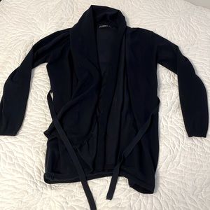 Zara Navy Blue Cardigan with Waist Tie